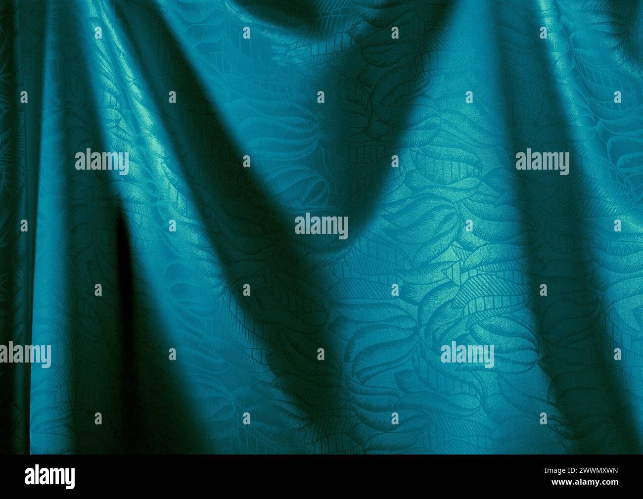 Vista ravvicinata con motivo in tessuto verde, sfondo del materiale tessile Foto Stock