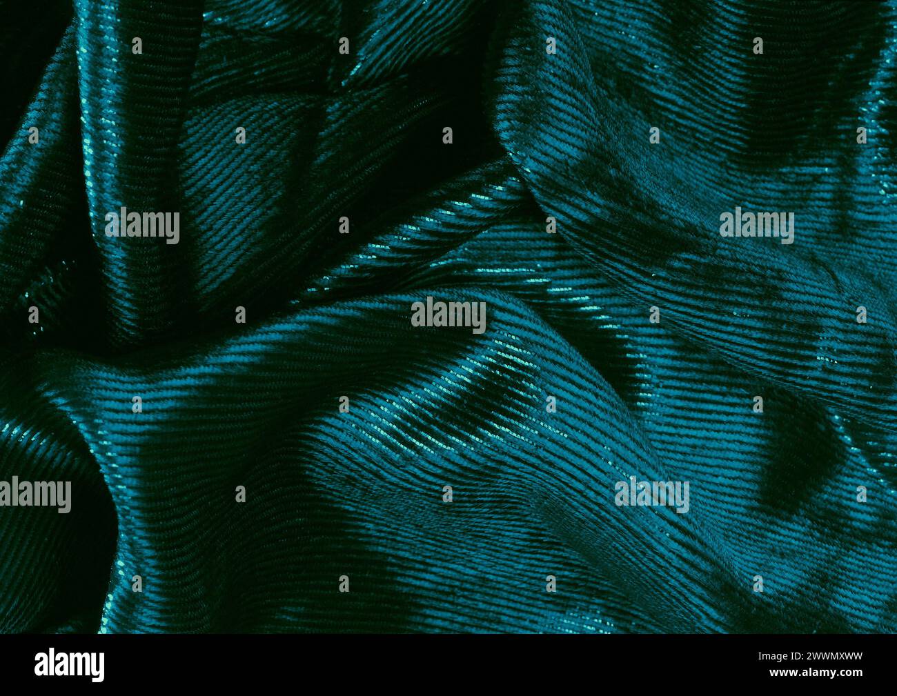 Vista ravvicinata con motivo in tessuto verde, sfondo del materiale tessile Foto Stock