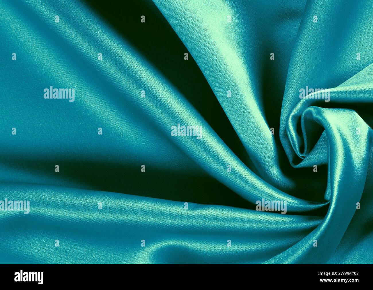 Vista ravvicinata con motivo in tessuto verde, sfondo del materiale tessile Foto Stock