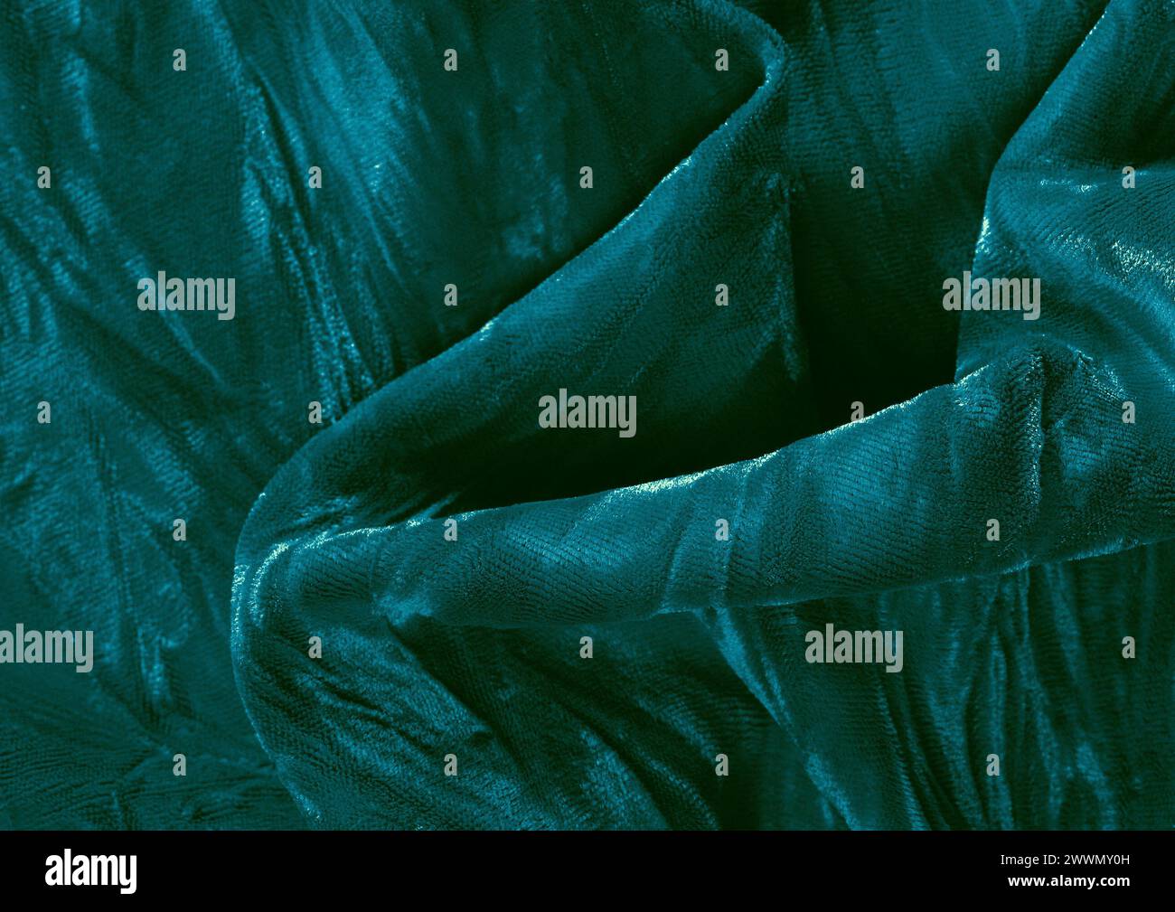 Vista ravvicinata con motivo in tessuto verde, sfondo del materiale tessile Foto Stock