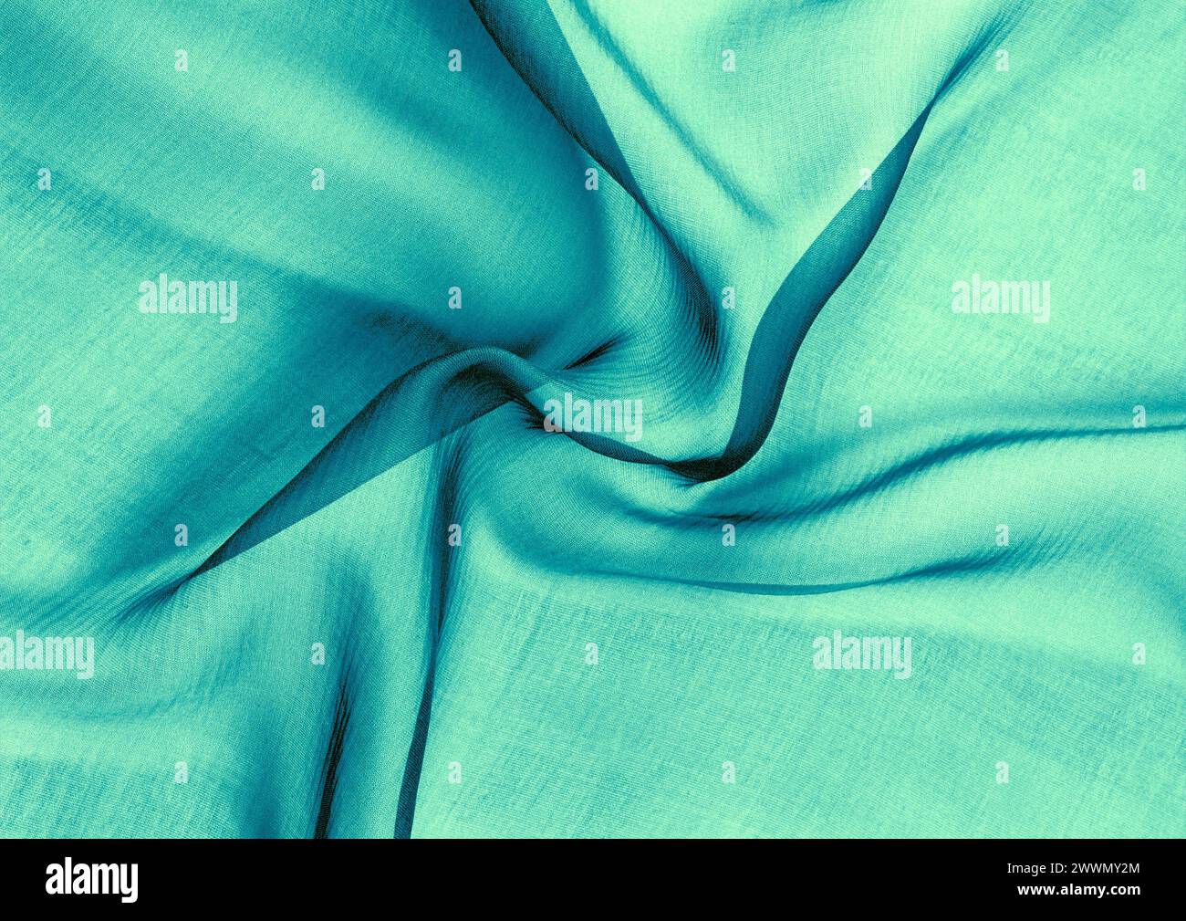 Vista ravvicinata con motivo in tessuto verde, sfondo del materiale tessile Foto Stock
