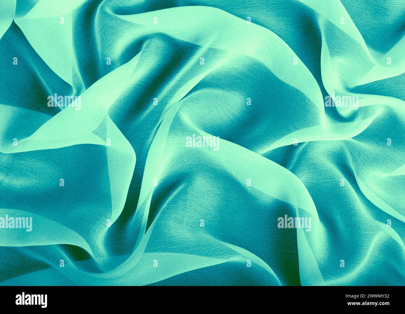 Vista ravvicinata con motivo in tessuto verde, sfondo del materiale tessile Foto Stock