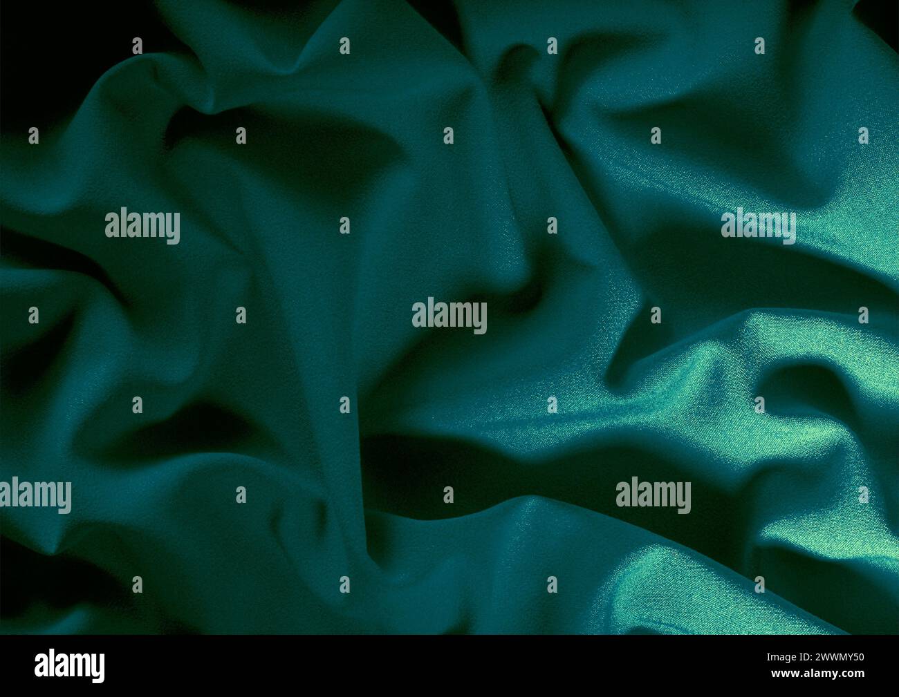 Vista ravvicinata con motivo in tessuto verde, sfondo del materiale tessile Foto Stock