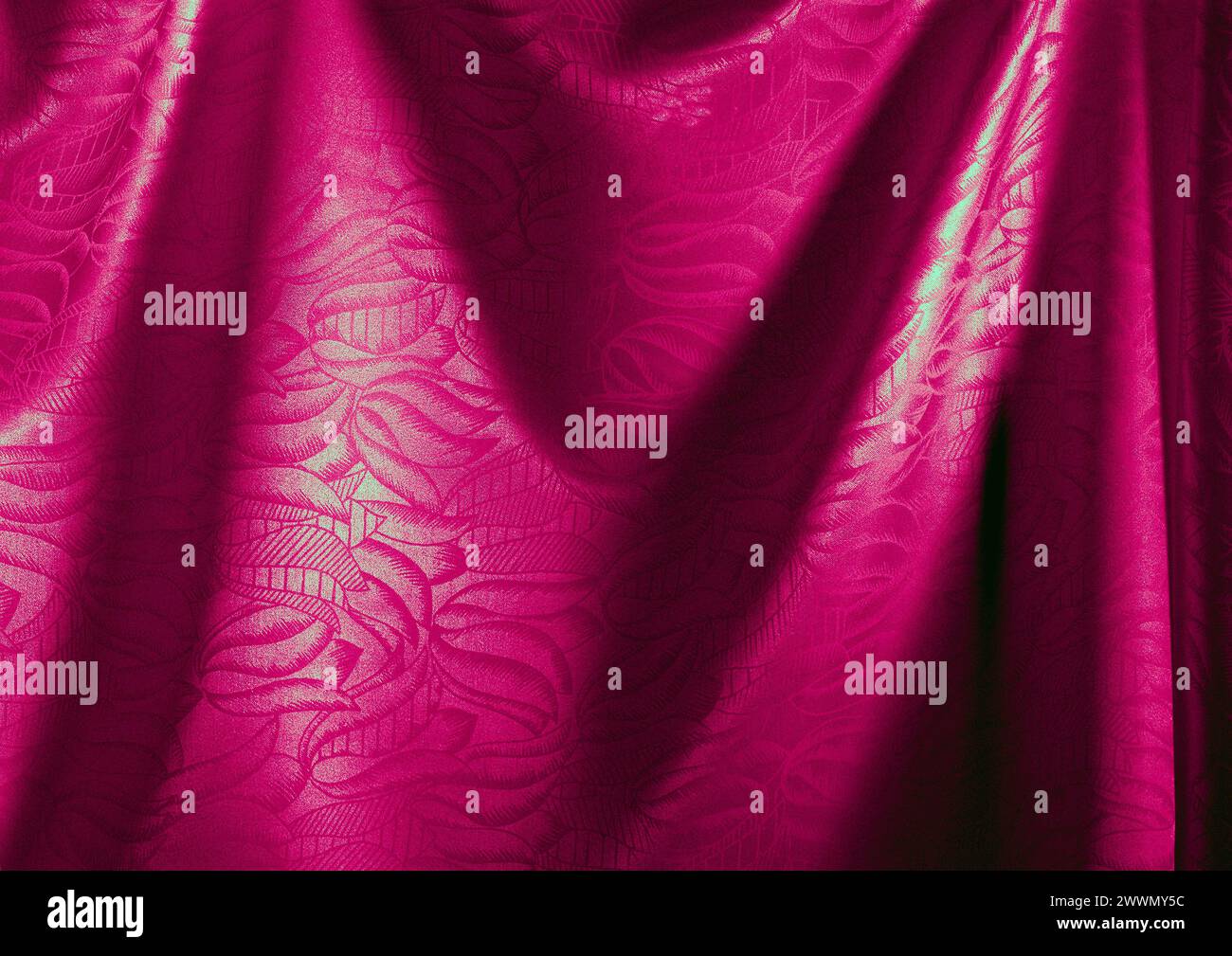 Vista ravvicinata con motivo in tessuto rosso, sfondo del materiale tessile Foto Stock