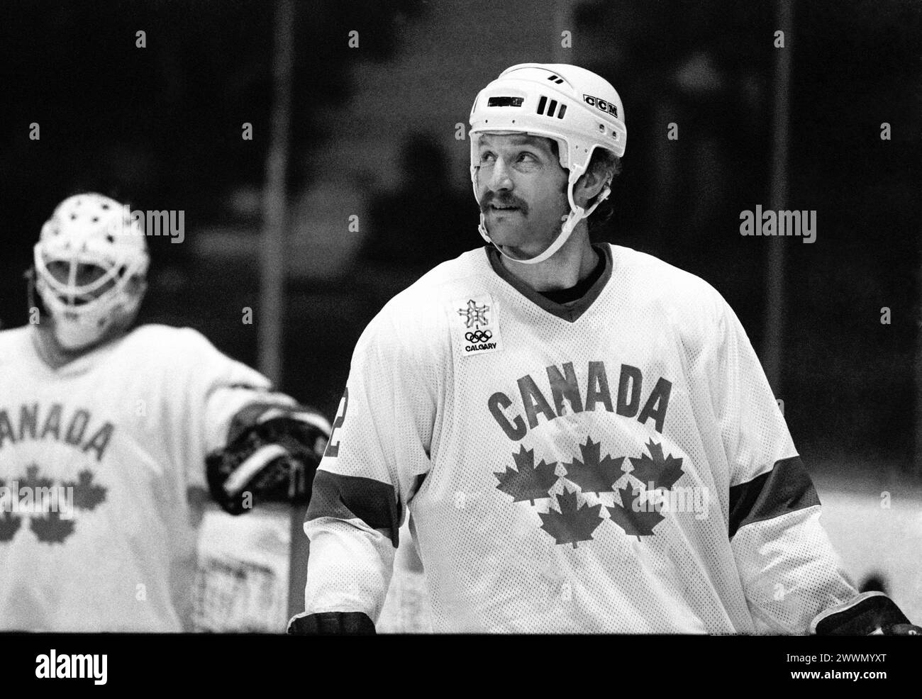 LARY ROBINSON giocatore di hockey su ghiaccio della squadra Canadas per il Campionato del mondo in Svezia Foto Stock