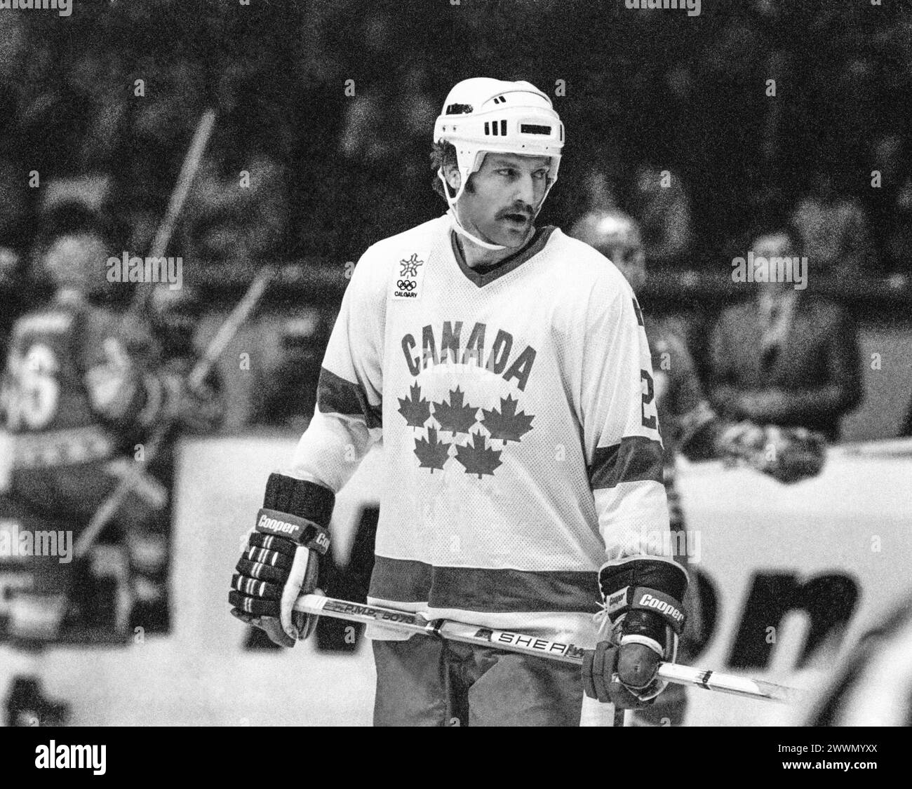 LARY ROBINSON giocatore di hockey su ghiaccio della squadra Canadas per il Campionato del mondo in Svezia Foto Stock