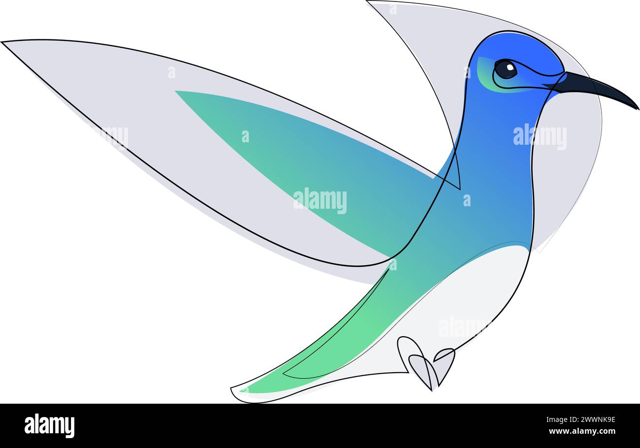 Semplice colibrì colibri mosca design. Illustrazione vettoriale in stile minimalista Illustrazione Vettoriale