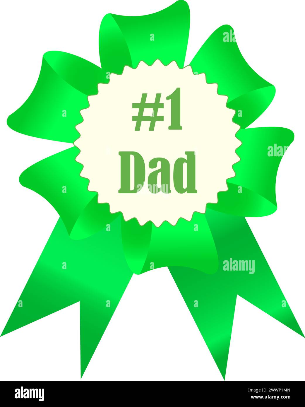 Bella decorazione per la festa del papà con nastro verde e lettere numero uno papà Illustrazione Vettoriale