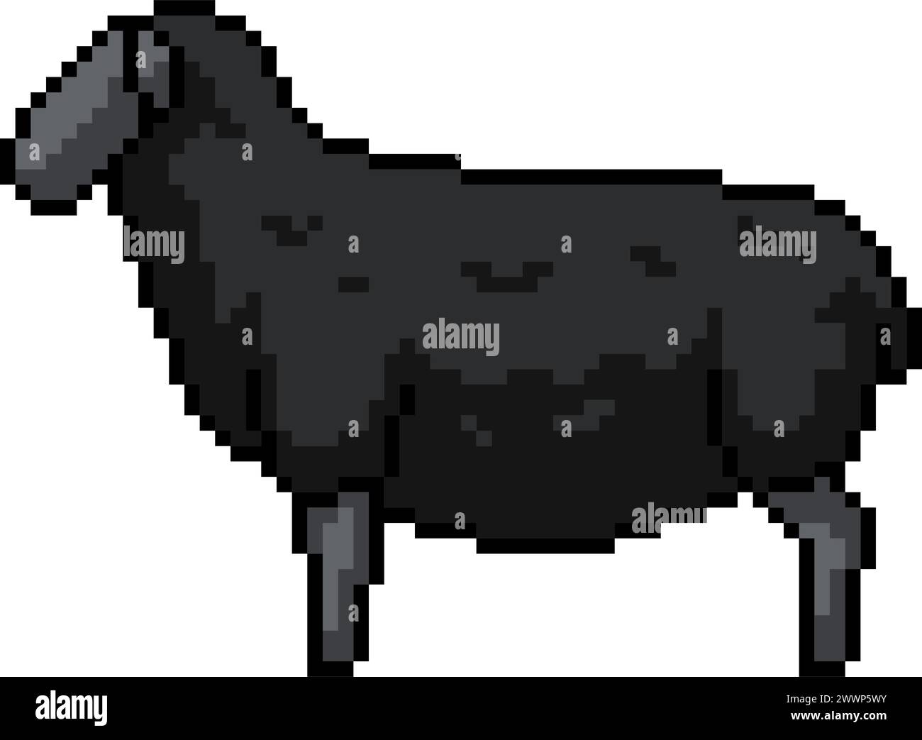 pixel art di sfondo isolato lato pecora nero Illustrazione Vettoriale