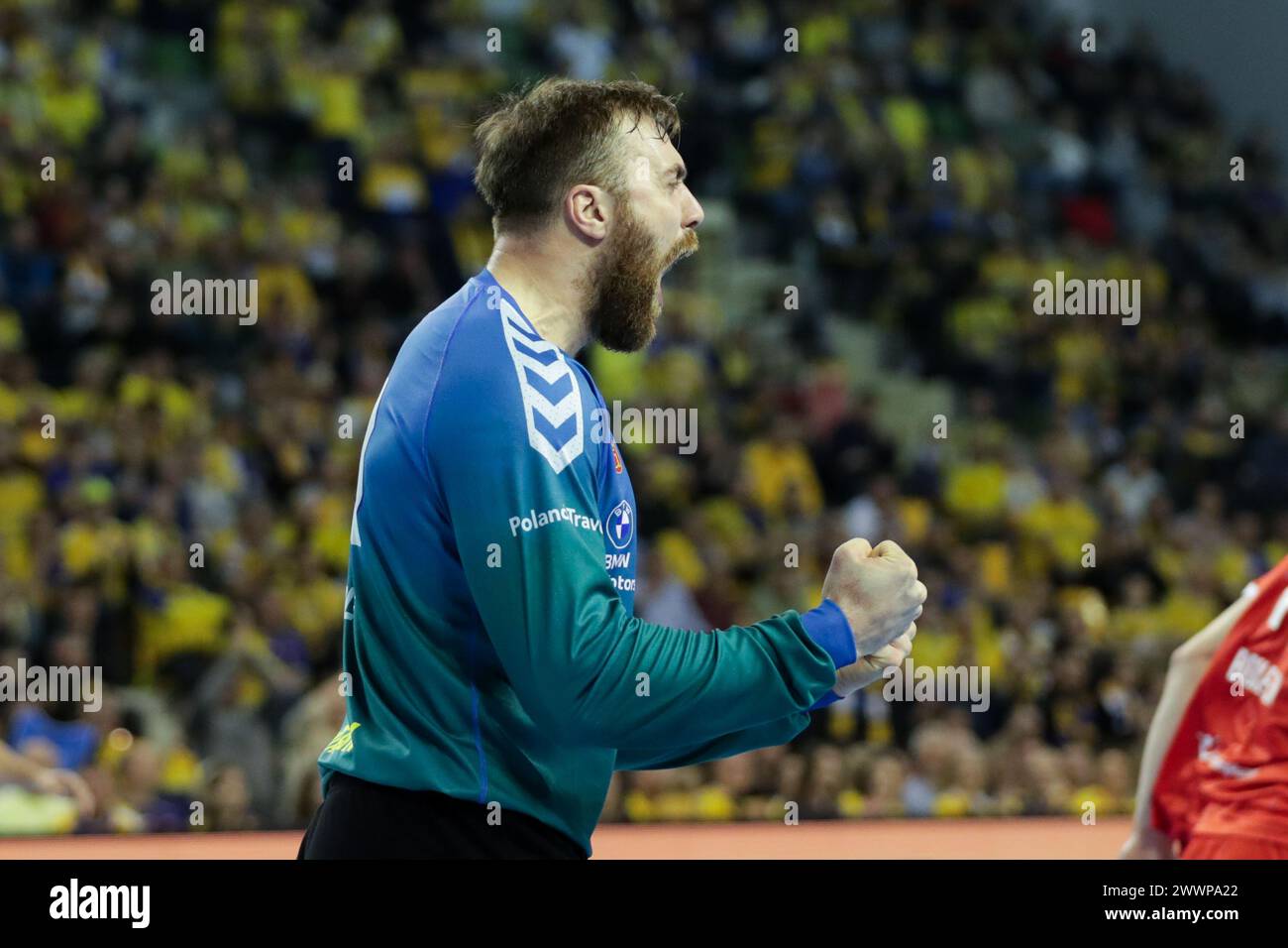 Kielece, Polonia. 29 febbraio 2024. Andreas Wolff di industria Kielce visto durante l'EHF Champions League match tra industria Kielce e Kolstad Handball all'Hala Legionów di Kielce. Risultati finali; industria Kielce 31: 23 Kolstad Handball. Credito: SOPA Images Limited/Alamy Live News Foto Stock