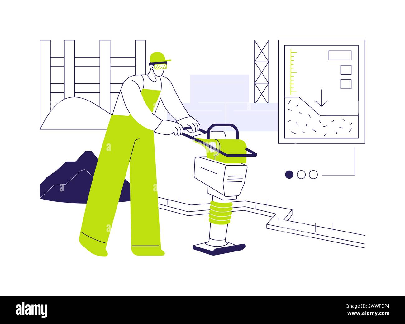 Illustrazione vettoriale del concetto astratto di compattazione del suolo. Illustrazione Vettoriale
