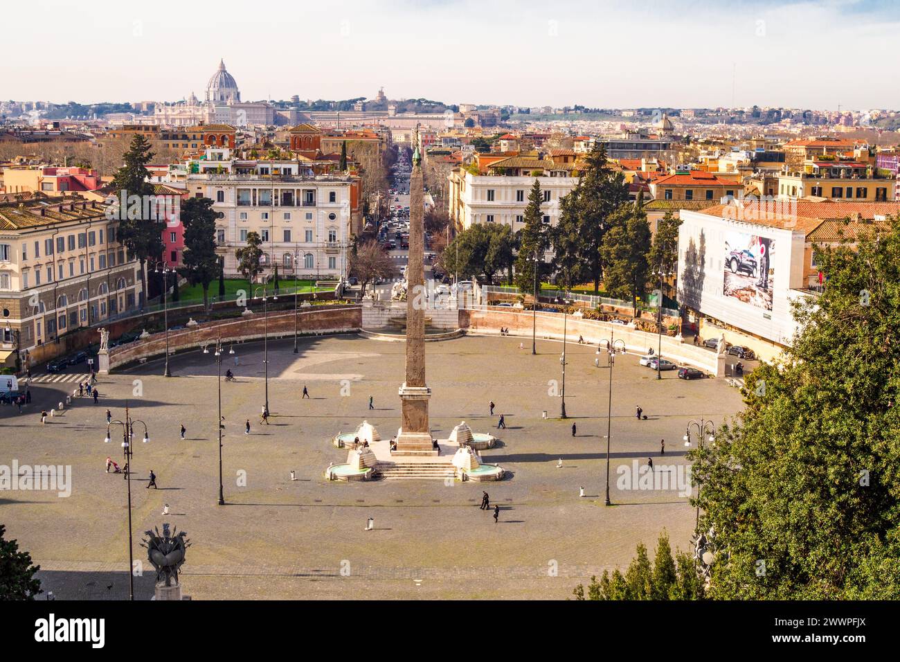 Vista di Piazza del popolo dal Pincio - Roma, Italia Foto Stock