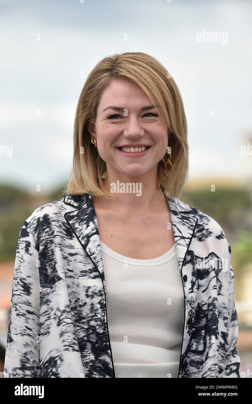 Attrice Emilie Dequenne, giuria della camera d'Or, sezione della selezione ufficiale del Festival di Cannes, in posa sull'occ Foto Stock