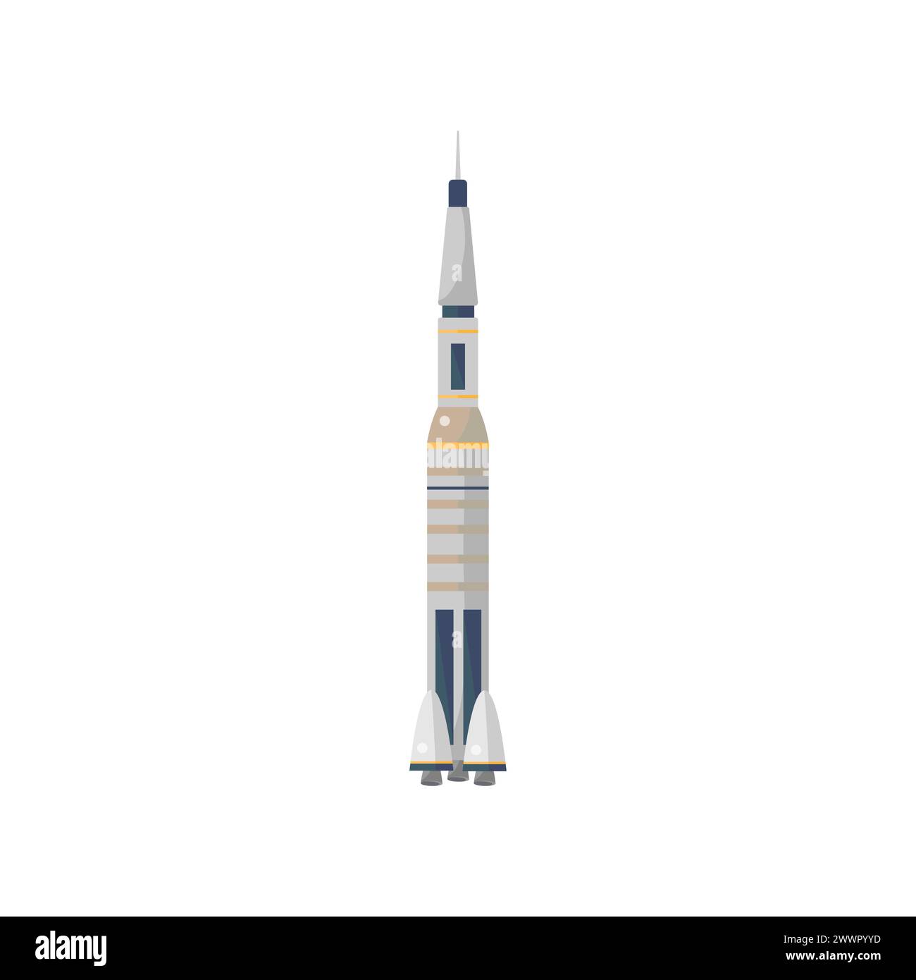 Razzo spaziale, veicolo spaziale con motore, illustrazione del vettore di lancio della navicella spaziale Illustrazione Vettoriale