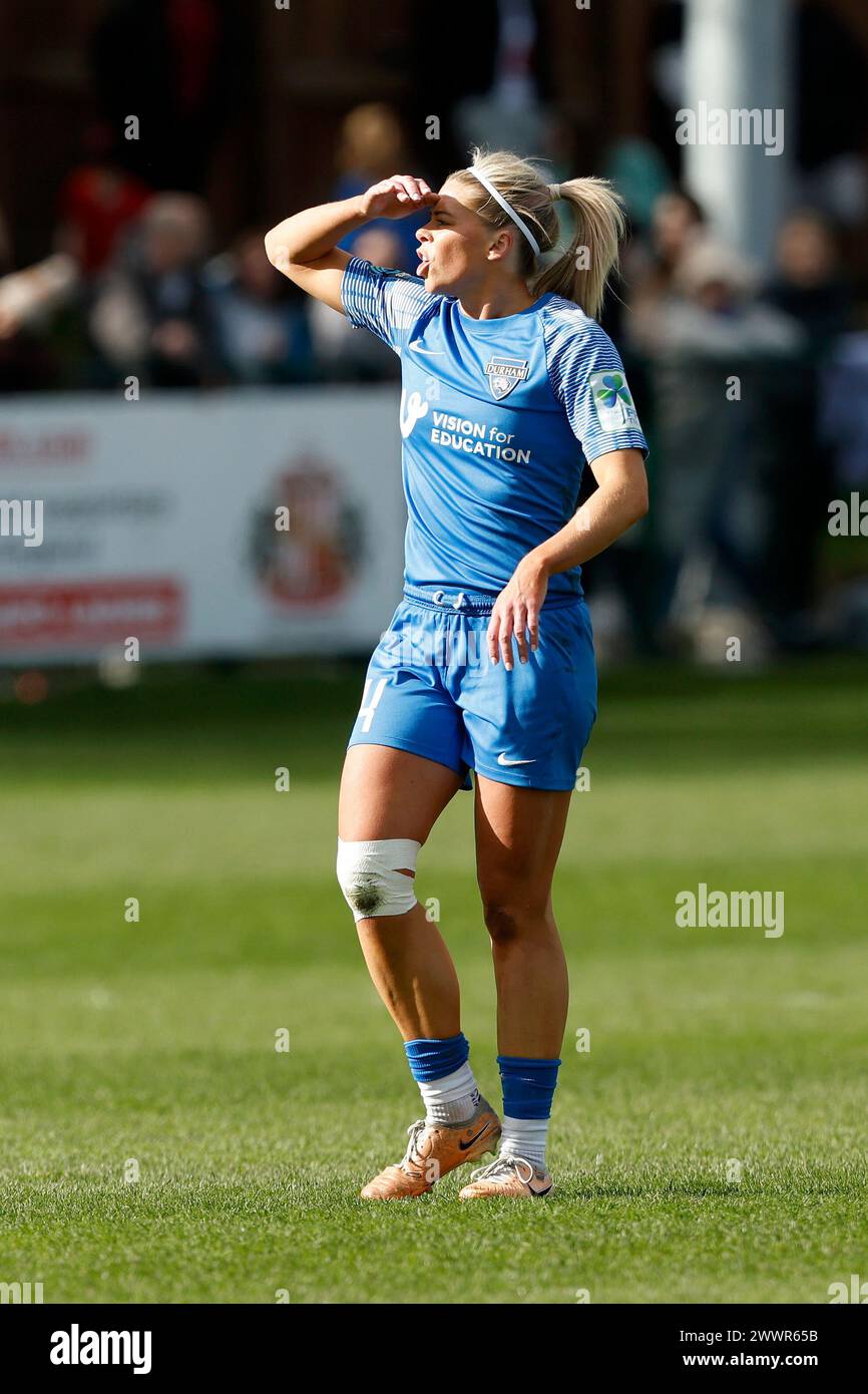 Becky Salicki di Durham Women durante il match di fa Women's Championship tra Sunderland Women e Durham Women FC a Eppleton CW, Hetton, domenica 24 marzo 2024. (Foto: Mark Fletcher | notizie mi) Foto Stock