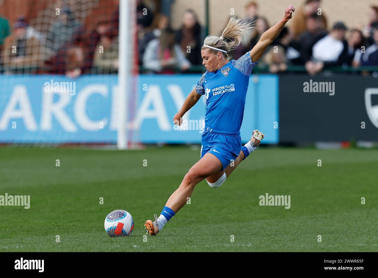 Durham Women's Becky Salicki durante il match di fa Women's Championship tra Sunderland Women e Durham Women FC a Eppleton CW, Hetton, domenica 24 marzo 2024. (Foto: Mark Fletcher | notizie mi) Foto Stock