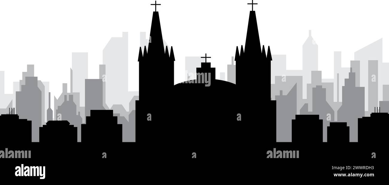 Panorama dello skyline cittadino di GUADALAJARA, MESSICO Illustrazione Vettoriale