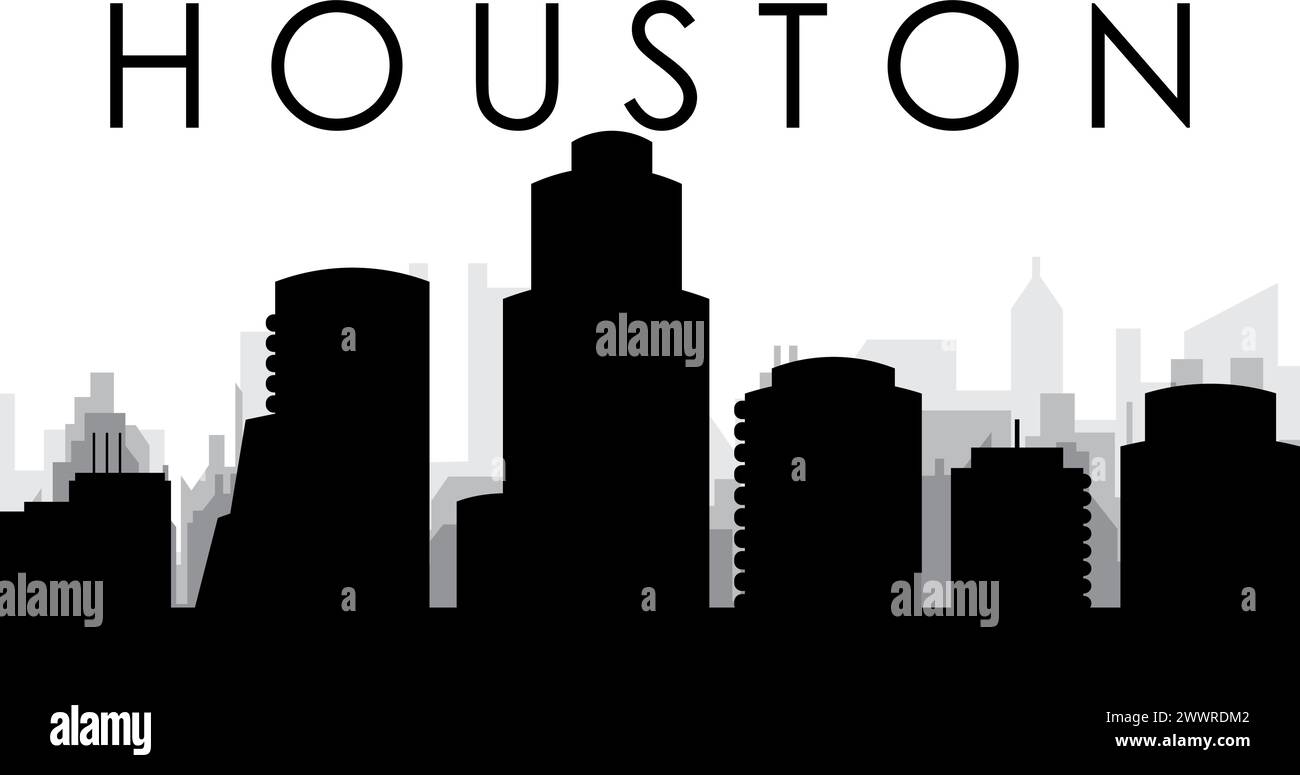 Panorama dello skyline cittadino di HOUSTON, STATI UNITI Illustrazione Vettoriale