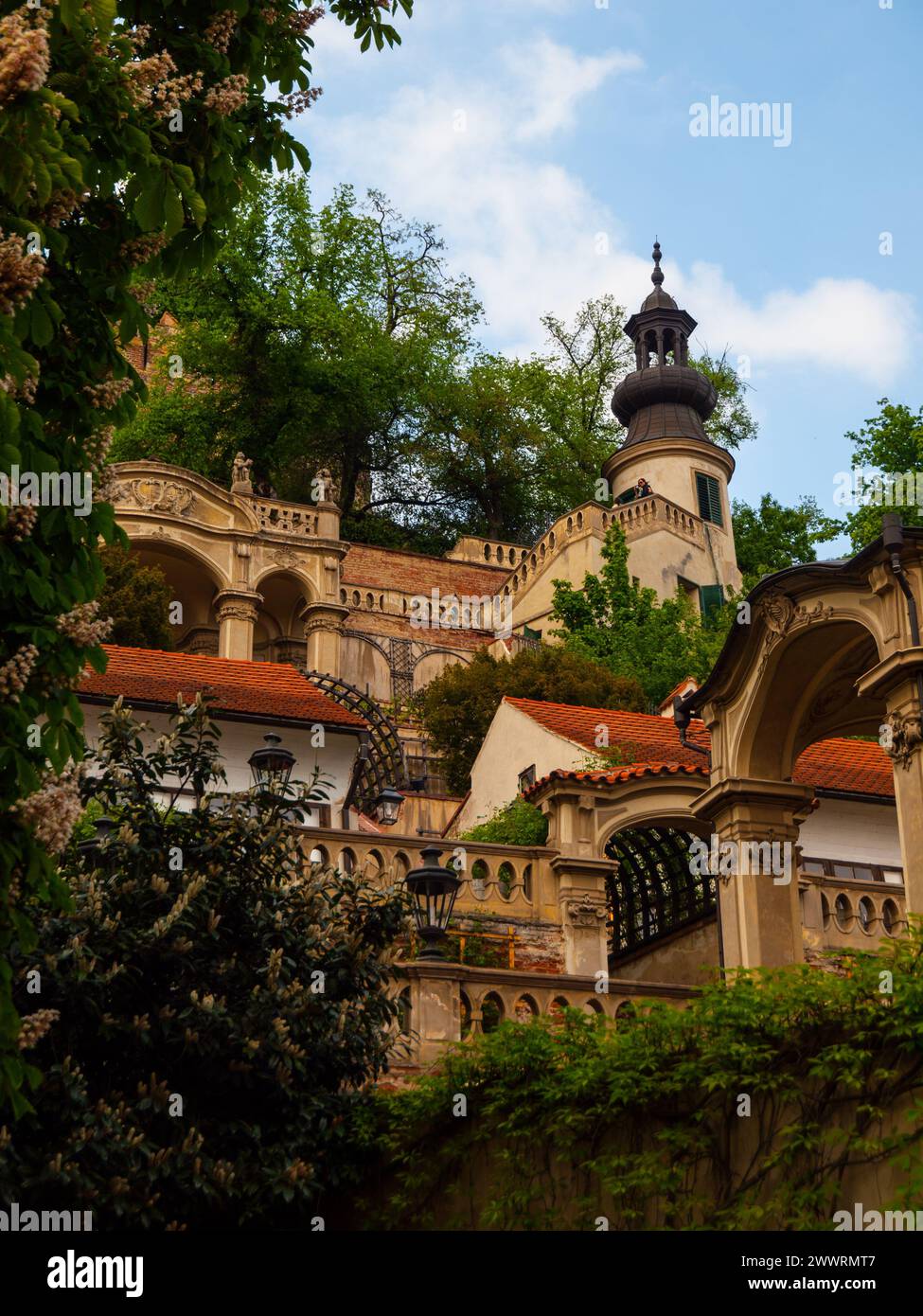 Terrazze con giardino barocco sotto il castello di Praga (Repubblica Ceca) Foto Stock
