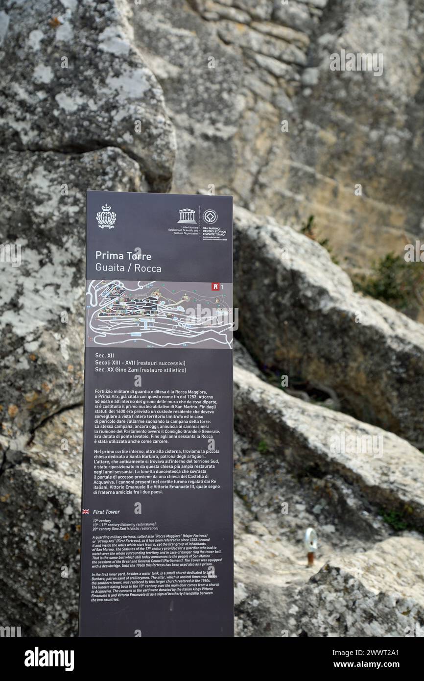 Ufficio informazioni turistiche presso la Fortezza di Guaita a San Marino Foto Stock
