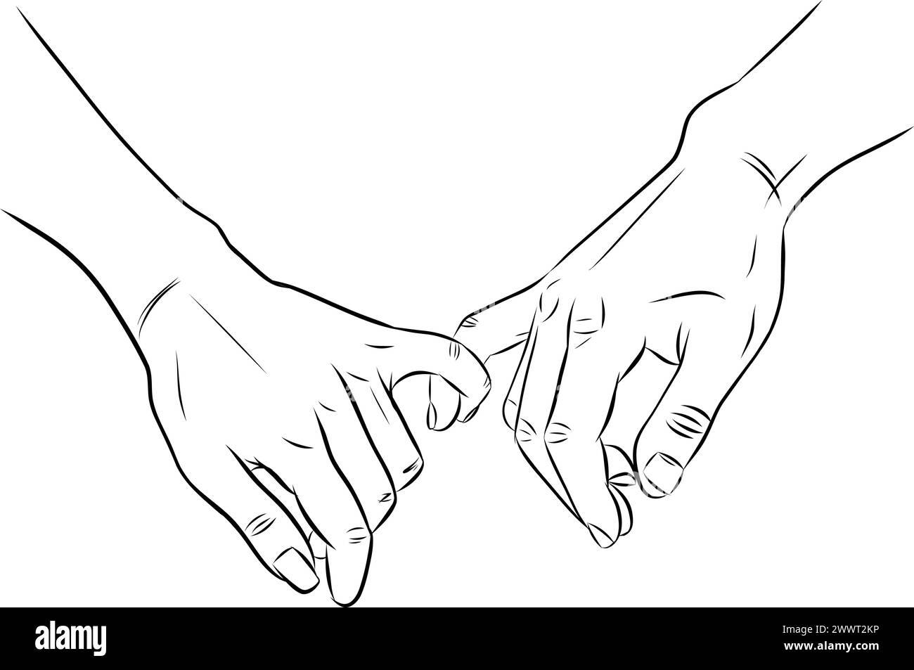 Primo piano di due mani che si tengono a vicenda. Concept Romance supporta l'amore, l'illustrazione vettoriale Illustrazione Vettoriale