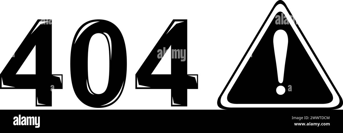 errore 404 in bianco e nero icona vettore punto esclamativo Illustrazione Vettoriale