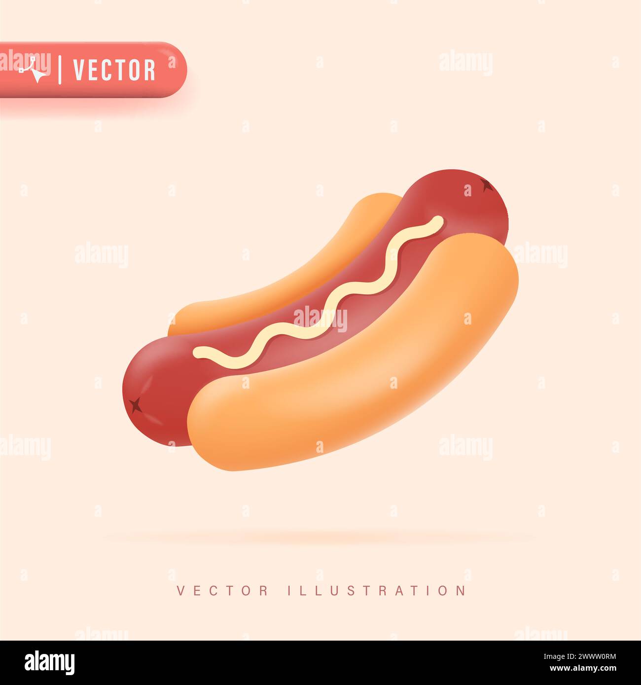 Logo e icona Hotdog. Hotdog in background isolato. Illustrazione di fast food Hotdog per il cibo di strada. L'isolato Vector Fast Food ha cucinato la salsiccia di ho Illustrazione Vettoriale