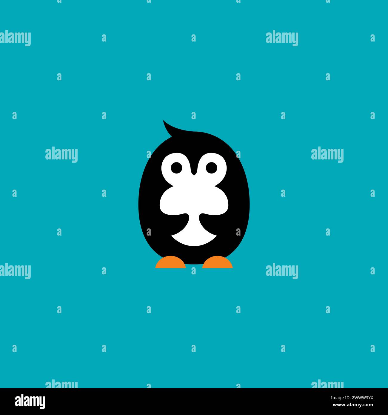 Grazioso personaggio di Logo Penguin. Icona dei pinguini Illustrazione Vettoriale