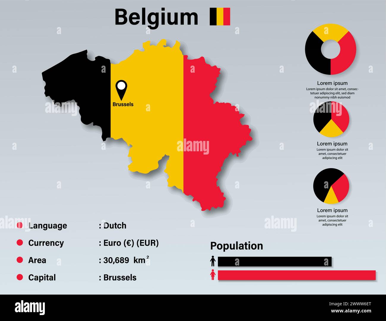 Germany Infographic Vector Illustration, Germany Statistical Data Element, Germany Information Board with Flag Map, Germany Map Flag Flat Design, Deut Illustrazione Vettoriale