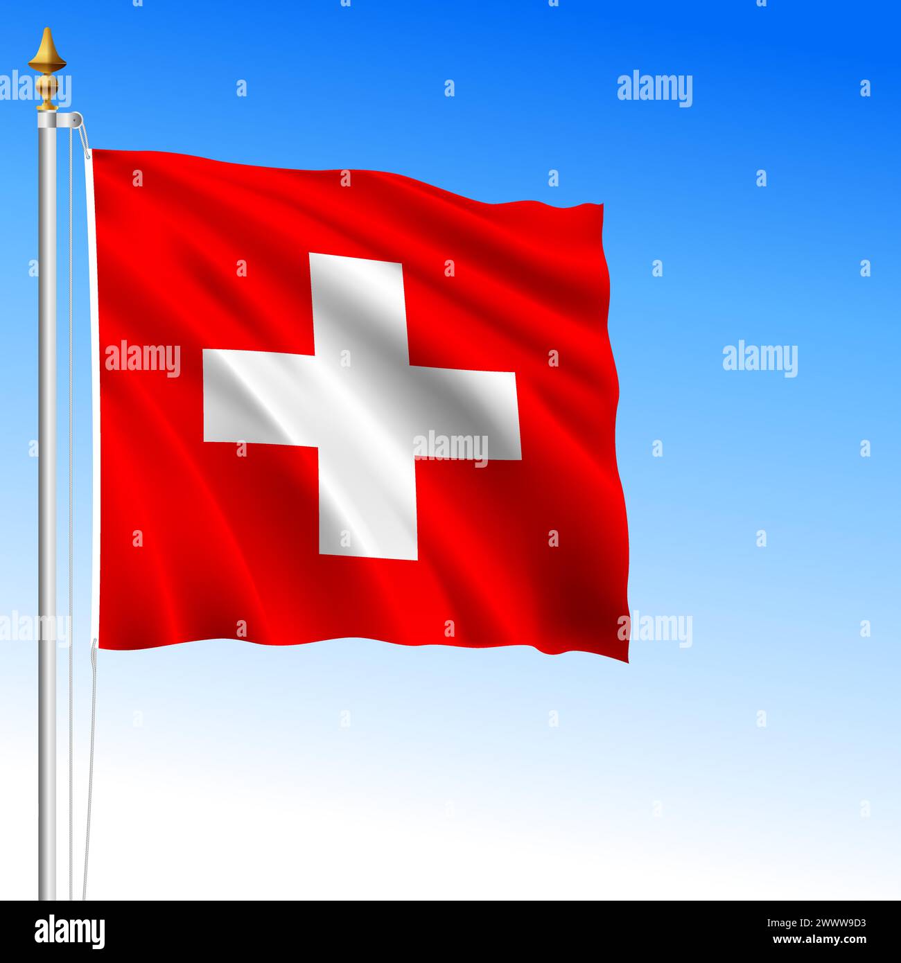Confederazione svizzera, bandiera ufficiale, Svizzera, paese europeo, illustrazione vettoriale Illustrazione Vettoriale