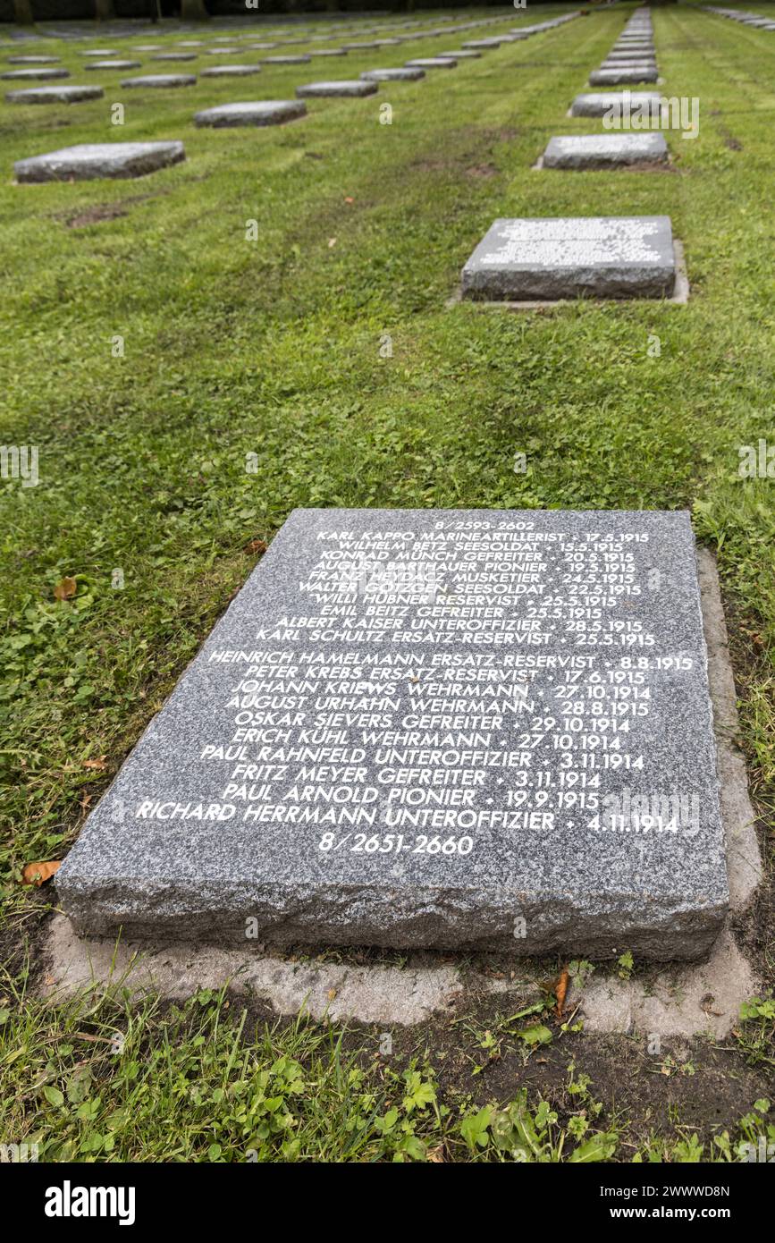 Cimitero militare tedesco, Vladslo, Diksmuide, Fiandre occidentali, Belgio Foto Stock