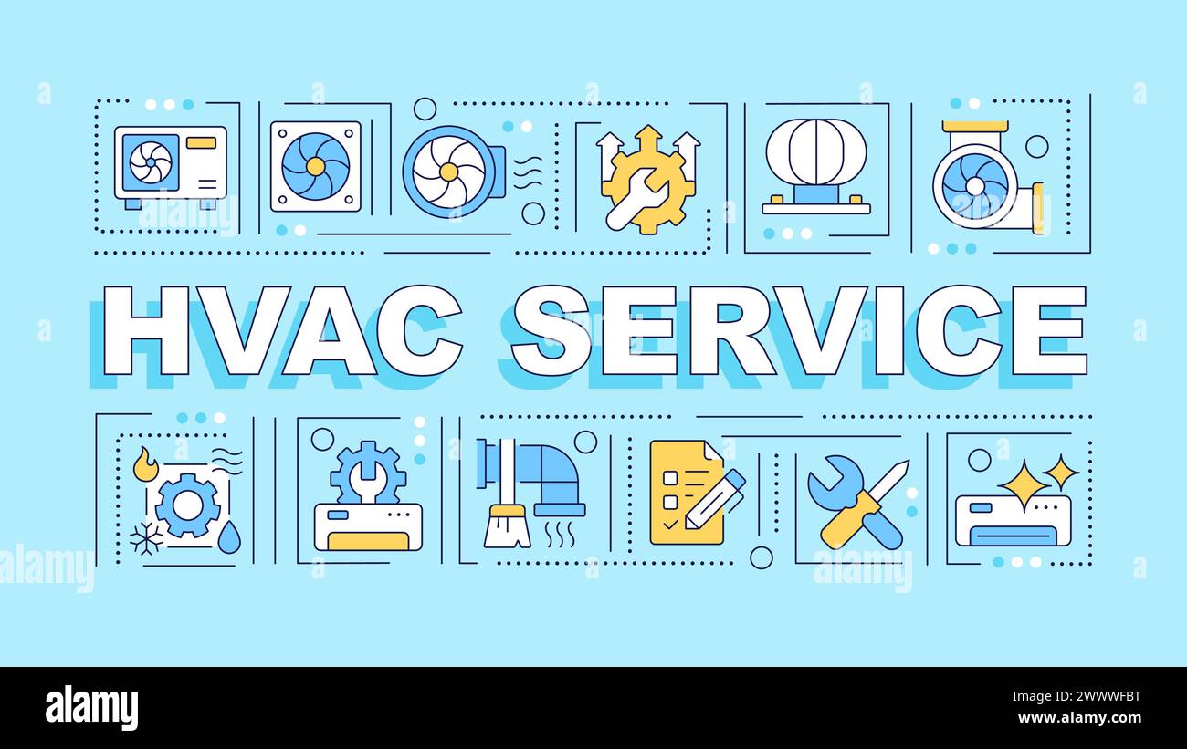 Concetto di parola turchese per la manutenzione HVAC Illustrazione Vettoriale