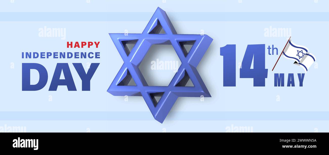 Illustrazione vettoriale del giorno dell'indipendenza di Israele con Flag e David Star Design Illustrazione Vettoriale