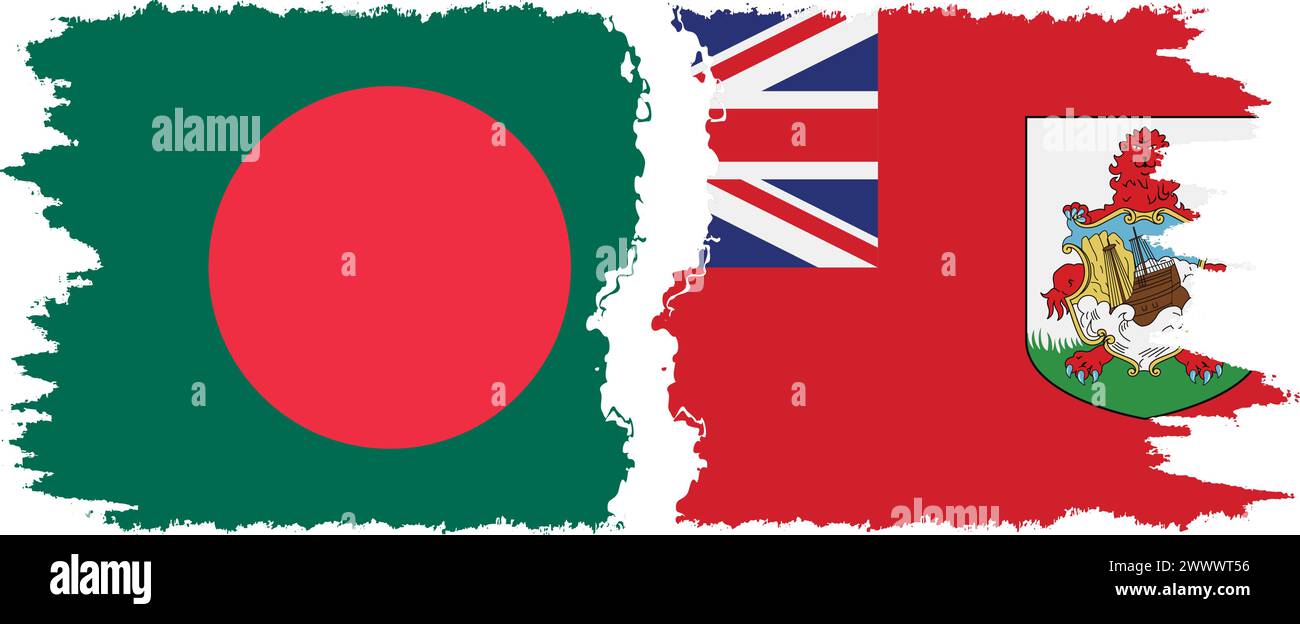 Bermuda e Bangladesh grunge bandiere connessione, vettore Illustrazione Vettoriale