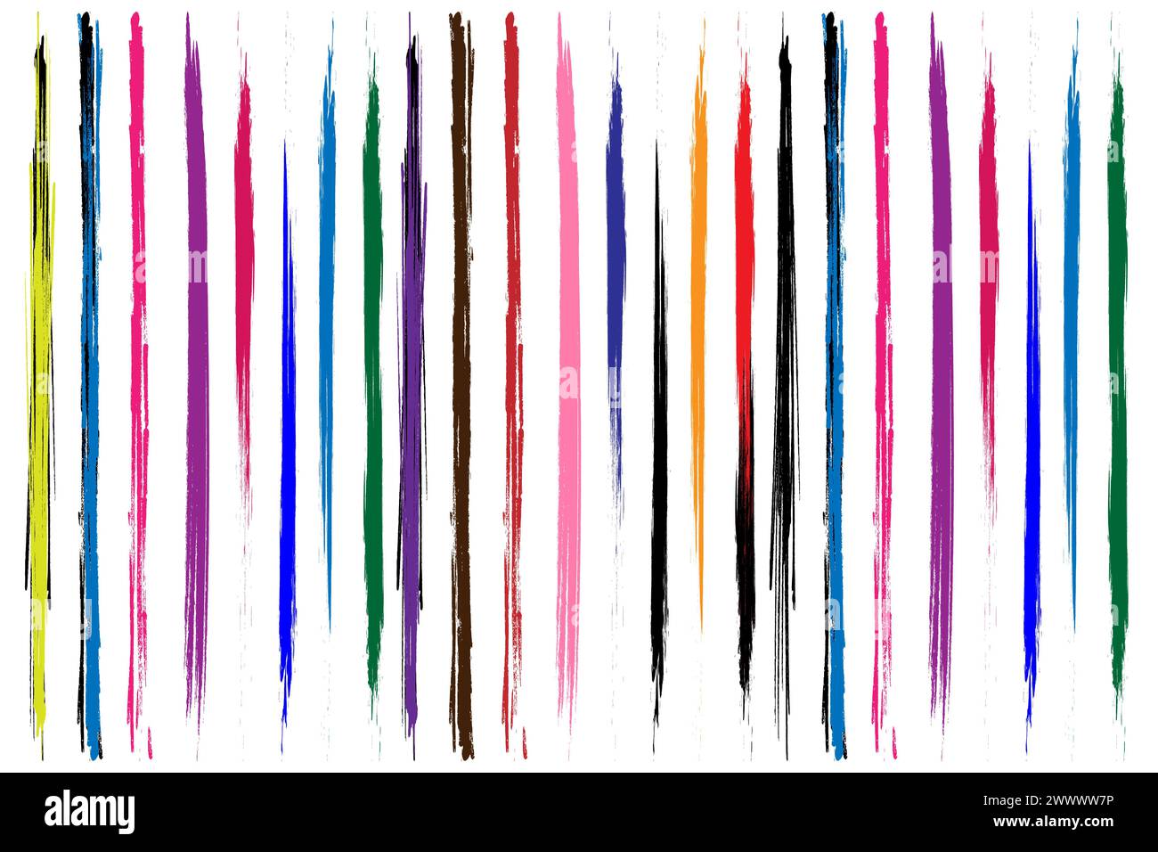 Pennello di inchiostro strisce di tratti irregolari vettore di pattern senza cuciture. Illustrazione Vettoriale