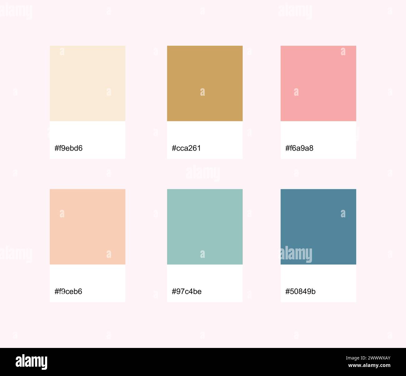 Gamma di colori Easter Designer Pack ispirata ai colori pastello primaverili. Illustrazione Vettoriale