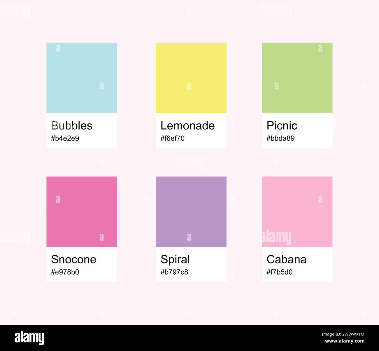 Gamma di colori Easter Designer Pack ispirata ai colori pastello primaverili. Illustrazione Vettoriale