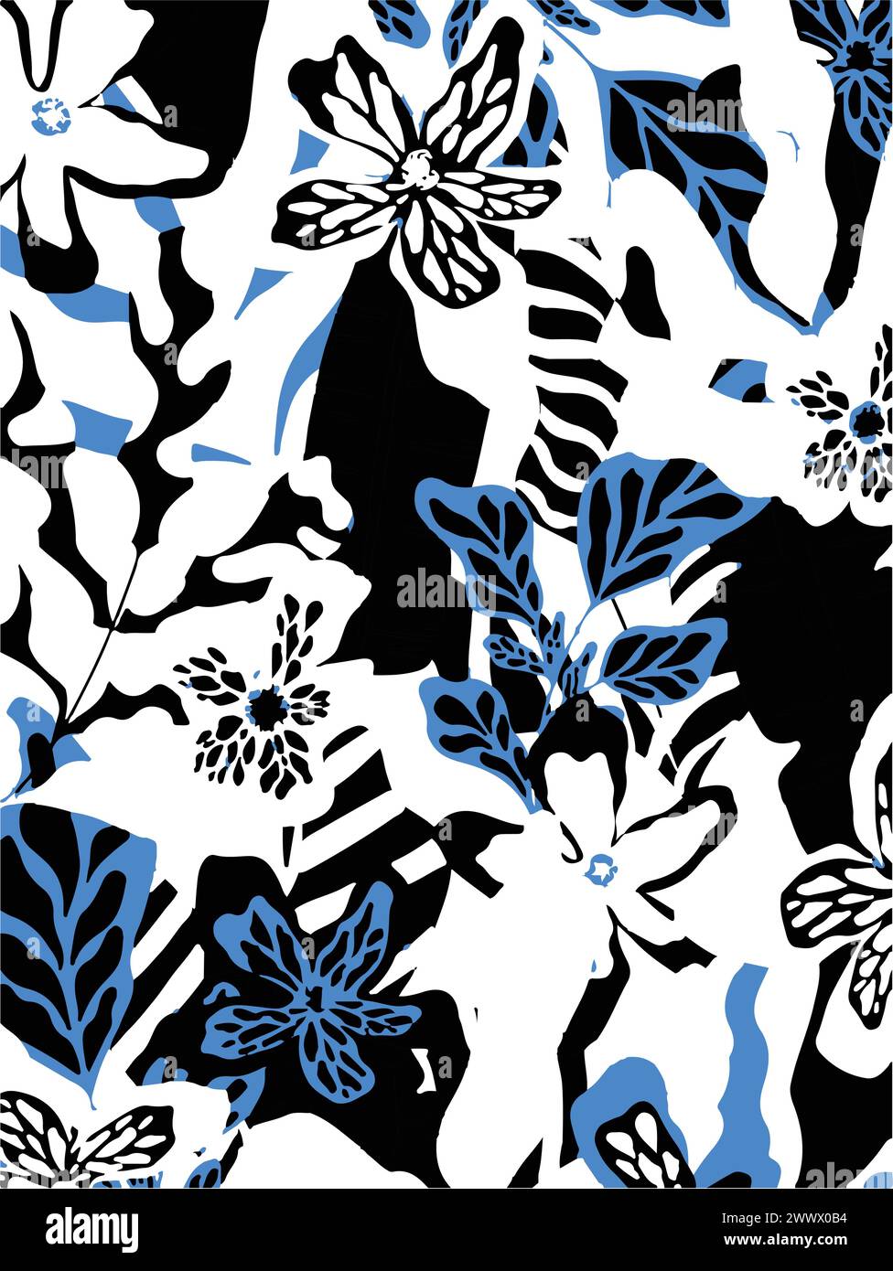 Motivo floreale dell'illustrazione vettoriale. Fiori grandi foglie tropicali. Foglie botaniche, design piccolo, design grande, effetto watercolou astratto multicolore Illustrazione Vettoriale