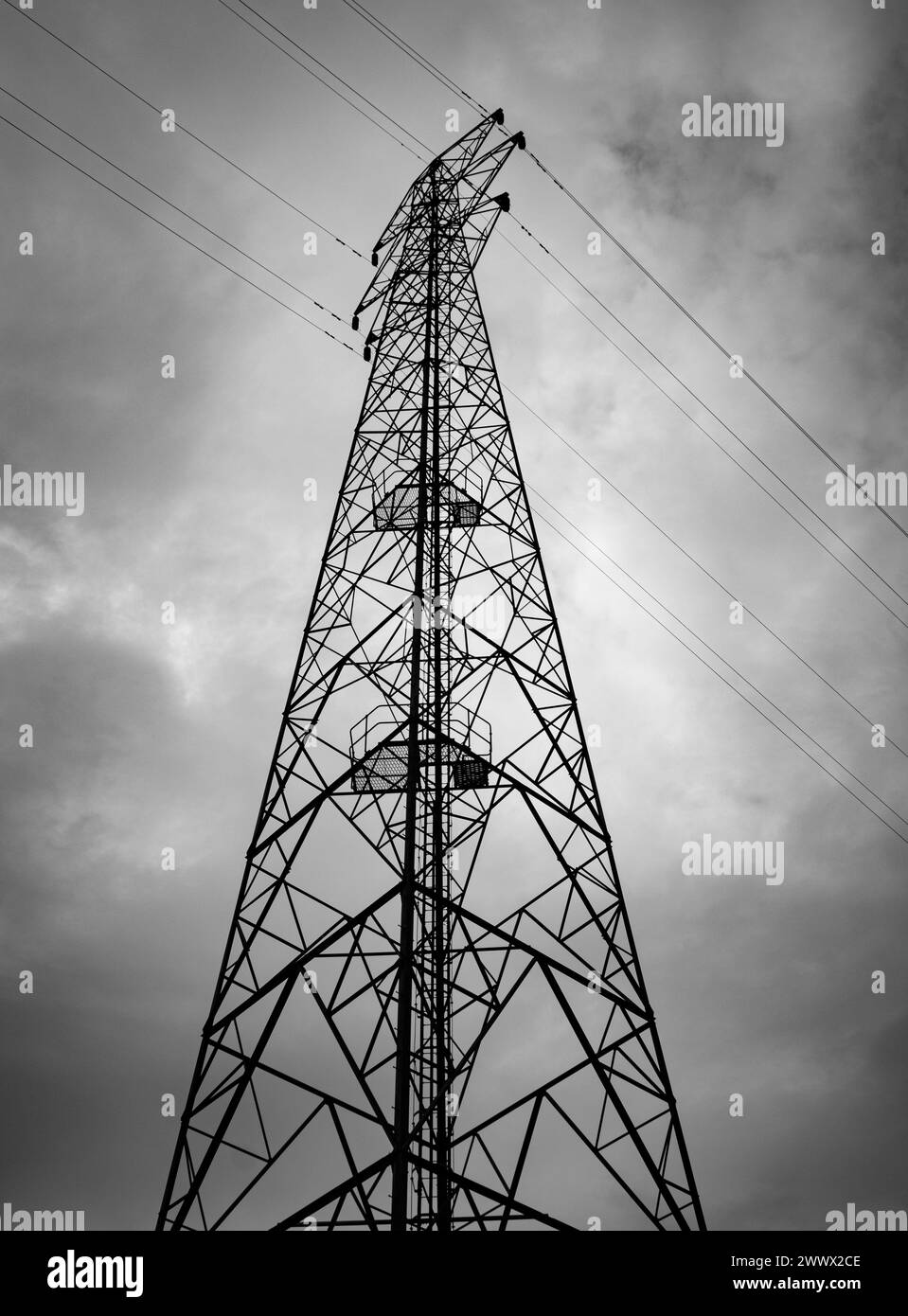 Un pilone elettrico fotografato dal Gloucester al canale Sharpness nel Gloucestershire Foto Stock
