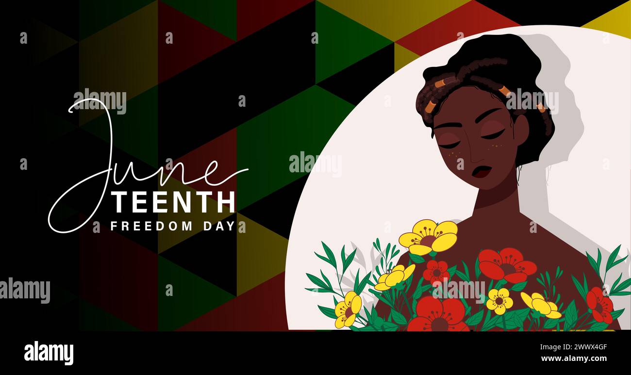 Black History Month Design poster con Girl Character Vector Illustration Illustrazione Vettoriale