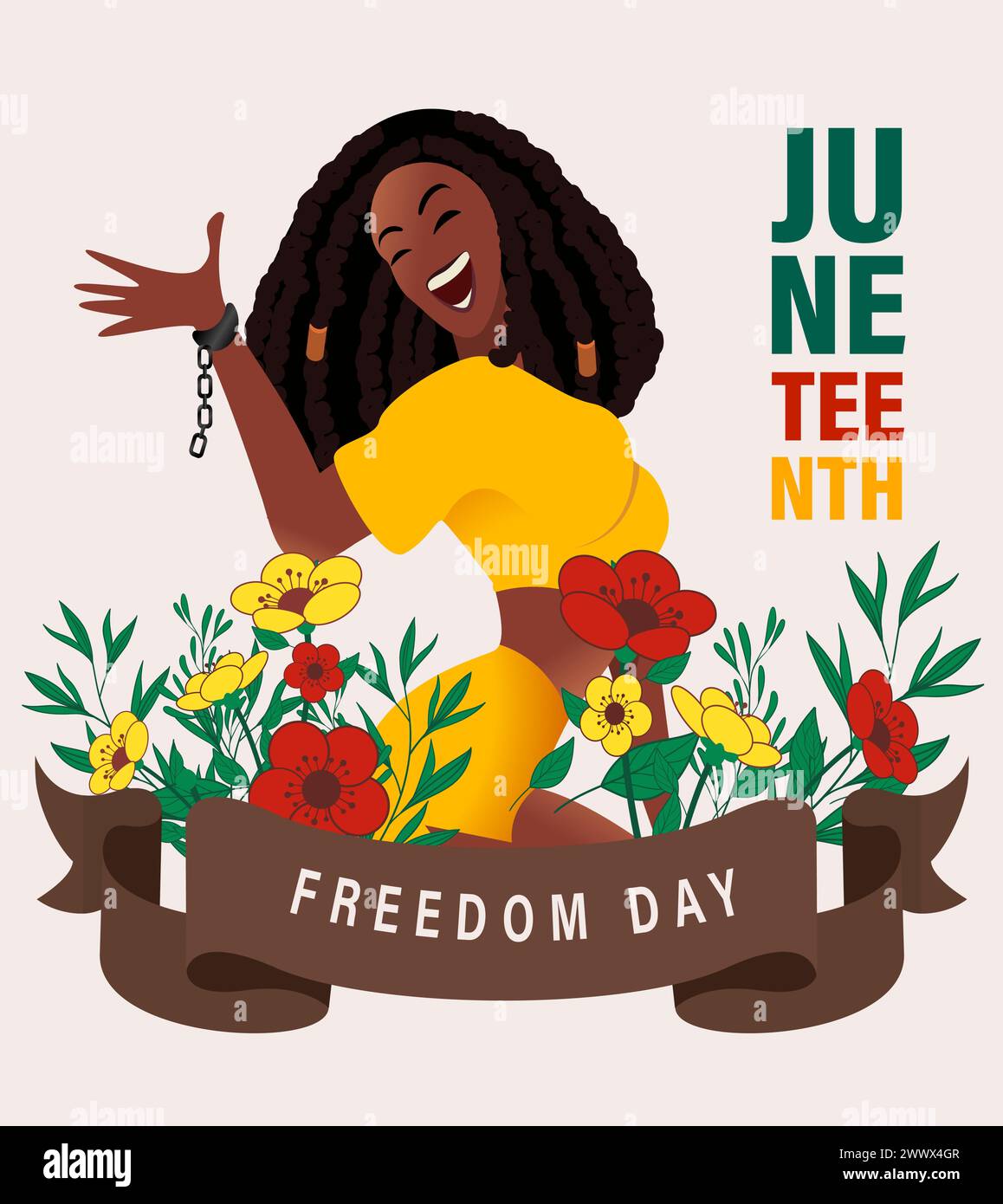 Black History Month Design poster con Girl Character Vector Illustration Illustrazione Vettoriale