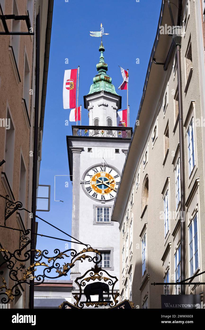 Municipio vecchio, Torre del Municipio, città di Salisburgo, Austria Foto Stock