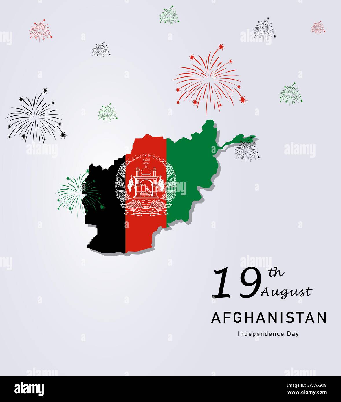 Felice giorno dell'indipendenza dell'Afghanistan illustrazione vettoriale con bandiera. 19 agosto Festa dell'indipendenza Illustrazione Vettoriale