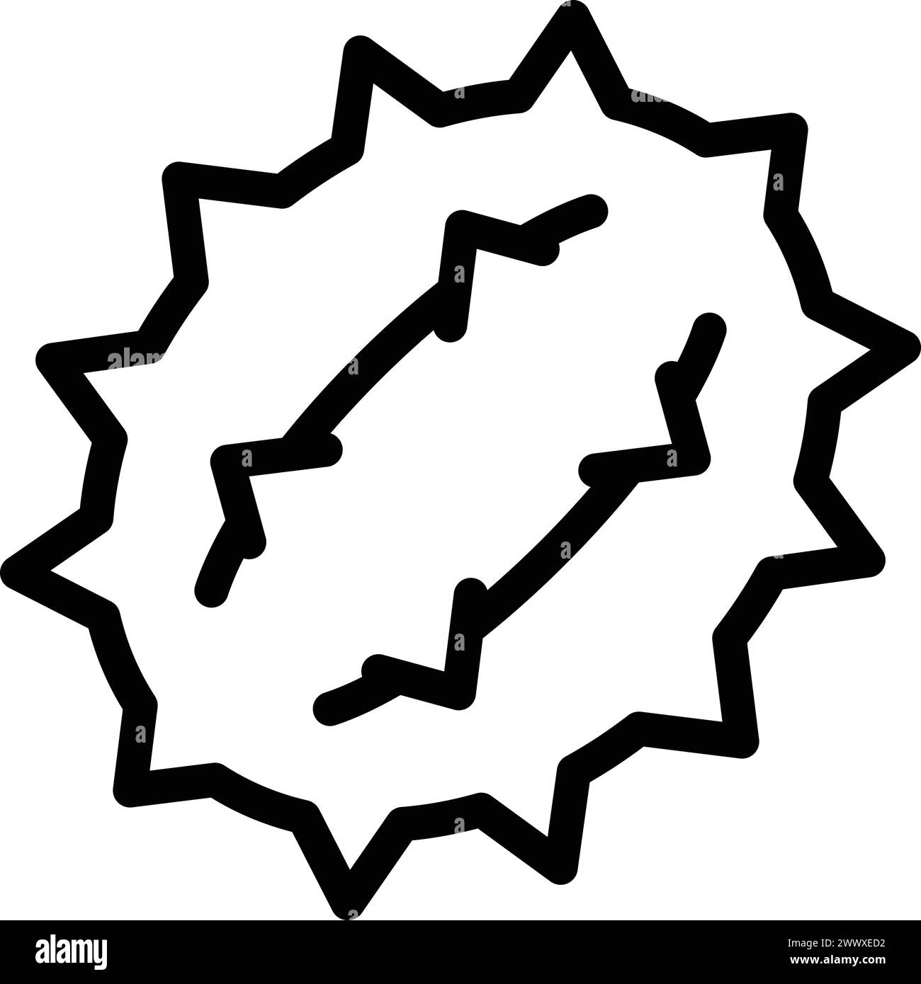 Vettoriale del contorno dell'icona Kiwano Fruit. Melone gelatinoso. Agrumi di cetriolo con corna Illustrazione Vettoriale