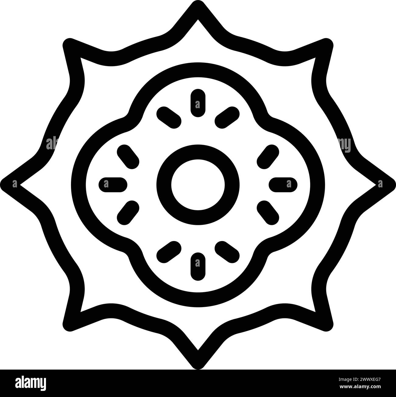 Vettore di contorno dell'icona kiwano della sezione. Tagliare il melone gelatinoso. Dolce metà esotico Illustrazione Vettoriale