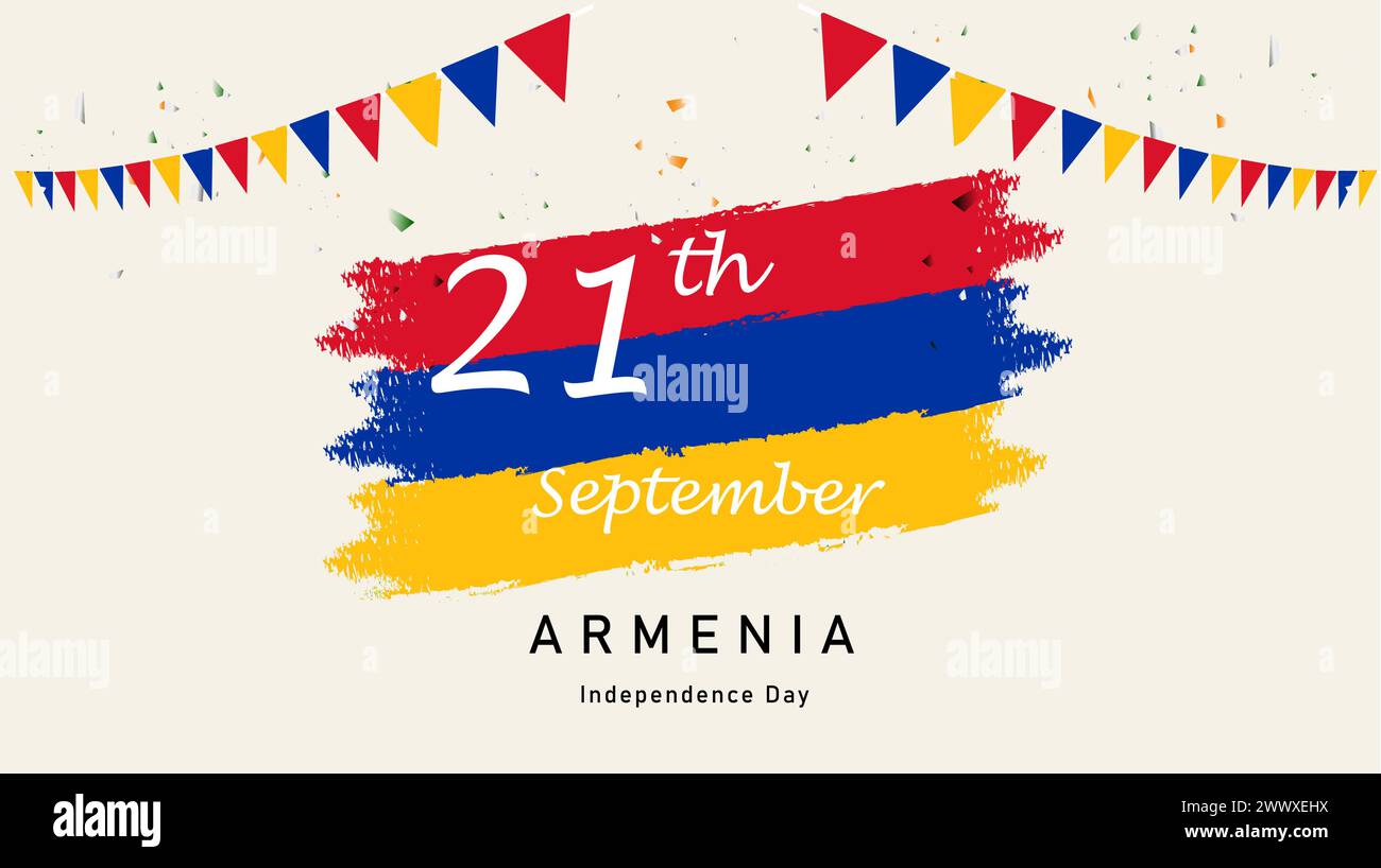 Felice Armenia giorno dell' indipendenza illustrazione vettoriale con bandiera . Festa del 21 settembre. Modello di progettazione per il giorno della buona Repubblica per banner poster Illustrazione Vettoriale