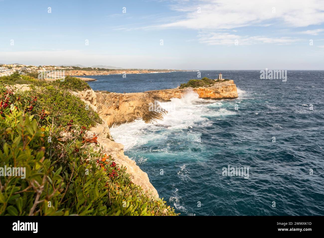 Incredibile vista della costa di Porto Cristo, Maiorca, Spagna, Europa Foto Stock