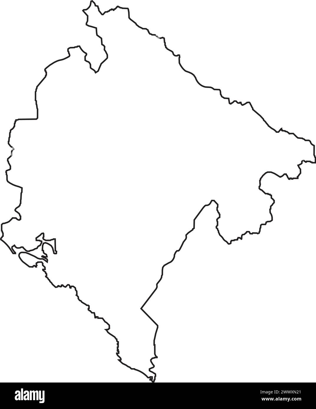Disegno del simbolo vettoriale dell'icona della mappa del Montenegro Illustrazione Vettoriale