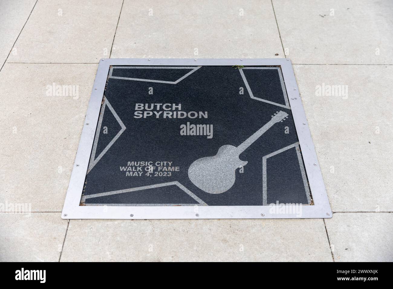 Nashville, Tennessee - 15 marzo 2024: Butch Spyridon è la star della Music City Walk of Fame di Nashville, Tennessee Foto Stock