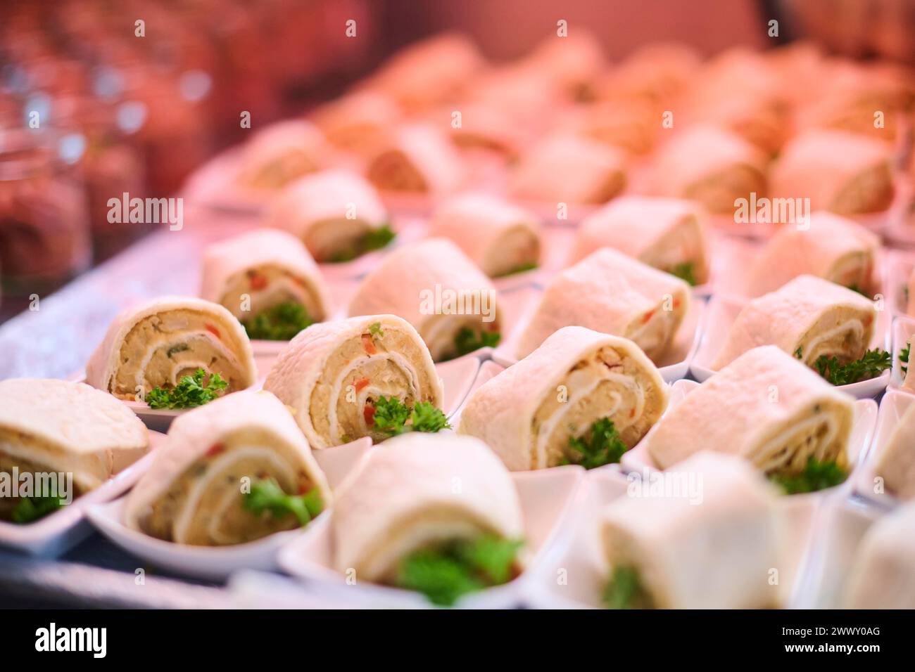 Finger food vegano su un buffet matrimoniale, Baviera, Germania Foto Stock